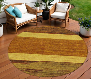 HomeRoots 5' Terra Cotta Gold and Brown Abstract Area Rug - Durable, Washable, Indoor/Outdoor Design for All Spaces 8' Round 615304