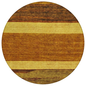 HomeRoots 5' Terra Cotta Gold and Brown Abstract Area Rug - Durable, Washable, Indoor/Outdoor Design for All Spaces 8' Round 615304