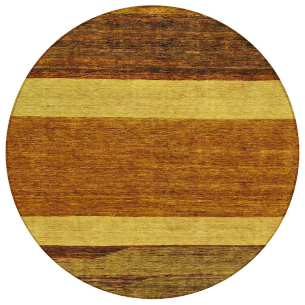 HomeRoots 5' Terra Cotta Gold and Brown Abstract Area Rug - Durable, Washable, Indoor/Outdoor Design for All Spaces 8' Round 615304