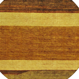 HomeRoots 5' Terra Cotta Gold and Brown Abstract Area Rug - Durable, Washable, Indoor/Outdoor Design for All Spaces 8' Round 615304