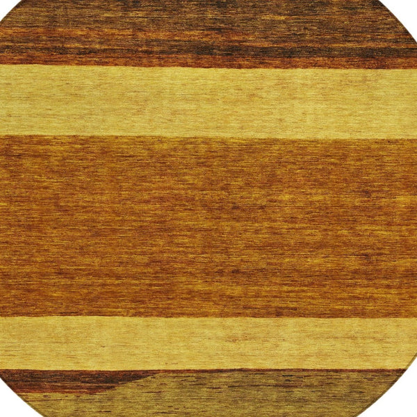 HomeRoots 5' Terra Cotta Gold and Brown Abstract Area Rug - Durable, Washable, Indoor/Outdoor Design for All Spaces 8' Round 615304