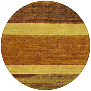HomeRoots 5' Terra Cotta Gold and Brown Abstract Area Rug - Durable, Washable, Indoor/Outdoor Design for All Spaces 8' Round 615304