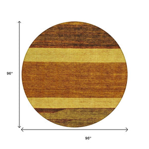 HomeRoots 5' Terra Cotta Gold and Brown Abstract Area Rug - Durable, Washable, Indoor/Outdoor Design for All Spaces 8' Round 615304