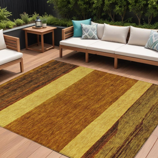 HomeRoots 5' Terra Cotta Gold and Brown Abstract Area Rug - Durable, Washable, Indoor/Outdoor Design for All Spaces 8' X 10' 615305
