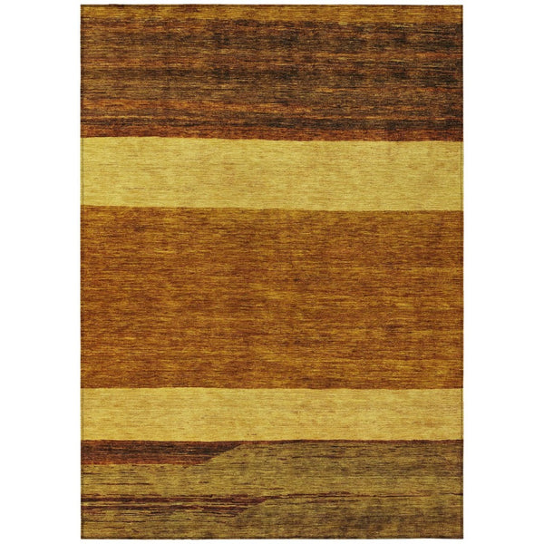 HomeRoots 5' Terra Cotta Gold and Brown Abstract Area Rug - Durable, Washable, Indoor/Outdoor Design for All Spaces 9' X 12' 615306