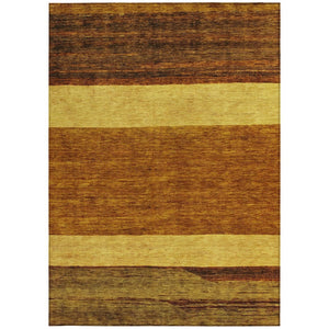 HomeRoots 5' Terra Cotta Gold and Brown Abstract Area Rug - Durable, Washable, Indoor/Outdoor Design for All Spaces 10' X 14' 615307