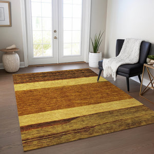 HomeRoots 5' Terra Cotta Gold and Brown Abstract Area Rug - Durable, Washable, Indoor/Outdoor Design for All Spaces 10' X 14' 615307