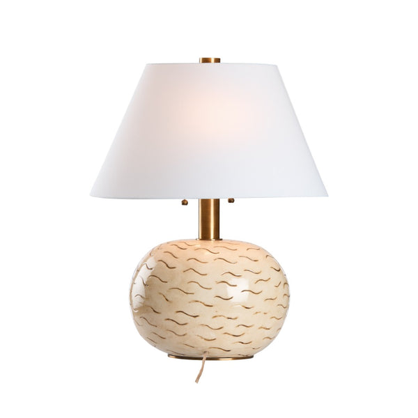 Wildwood Tibetan Tiger Lamp — Hand-Glazed Ceramic Sculpture With Antique Brass Accents And Soft White Shade (28") 61531