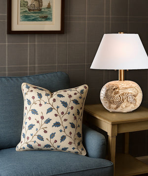 Wildwood Tibetan Tiger Lamp — Hand-Glazed Ceramic Sculpture With Antique Brass Accents And Soft White Shade (28") 61531