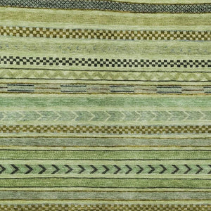 HomeRoots 5' Stylish Artichoke Green & Taupe Striped Washable Indoor-Outdoor Rug for Easy Care & Versatility 615315