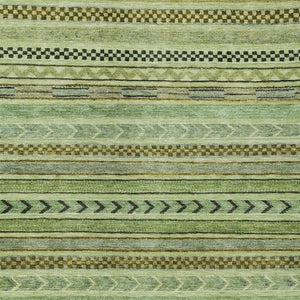 HomeRoots 8' X 10' Artichoke Green & Taupe Striped Area Rug - Durable, Washable for Indoor/Outdoor Use! 615317