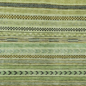 HomeRoots 9' X 12' Artichoke Green & Taupe Striped Area Rug - Durable, Washable, Chic for Indoor & Outdoor Spaces 615318