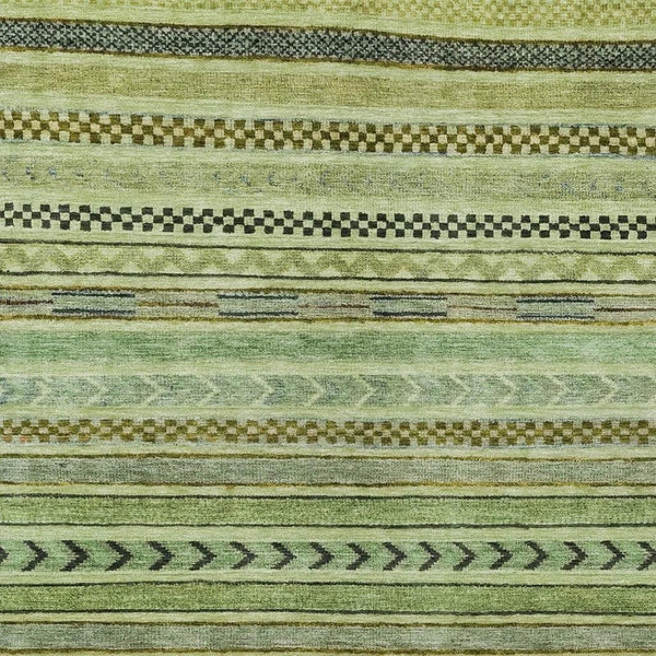 HomeRoots 9' X 12' Artichoke Green & Taupe Striped Area Rug - Durable, Washable, Chic for Indoor & Outdoor Spaces 615318