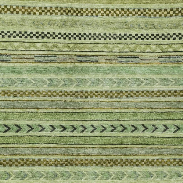 HomeRoots 10' X 14' Artichoke Green & Taupe Striped Washable Rug – Indoor/Outdoor, Durable & Stylish Home Essential 615319