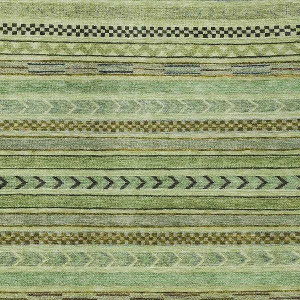 HomeRoots 10' X 14' Artichoke Green & Taupe Striped Washable Rug – Indoor/Outdoor, Durable & Stylish Home Essential 615319