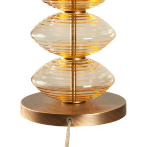 Wildwood Chicchi Mouth-Blown Italian Glass Lamp In Avio Cobalt With Antique Brass Accents — Sculptural Ambient Light Brown 61532