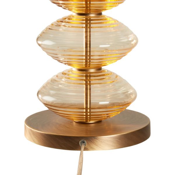 Wildwood Chicchi Mouth-Blown Italian Glass Lamp In Avio Cobalt With Antique Brass Accents — Sculptural Ambient Light Brown 61532