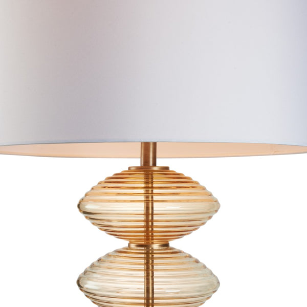 Wildwood Chicchi Mouth-Blown Italian Glass Lamp In Avio Cobalt With Antique Brass Accents — Sculptural Ambient Light Brown 61532