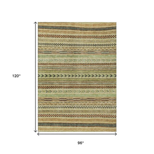 HomeRoots 8' X 10' Beige And Taupe Striped Area Rug - Washable, Durable, Indoor-Outdoor Design for Versatile Style 615323