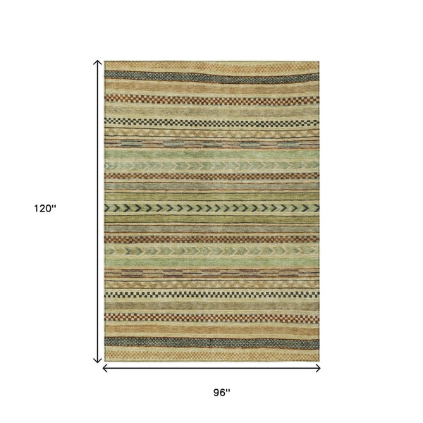 HomeRoots 8' X 10' Beige And Taupe Striped Area Rug - Washable, Durable, Indoor-Outdoor Design for Versatile Style 615323