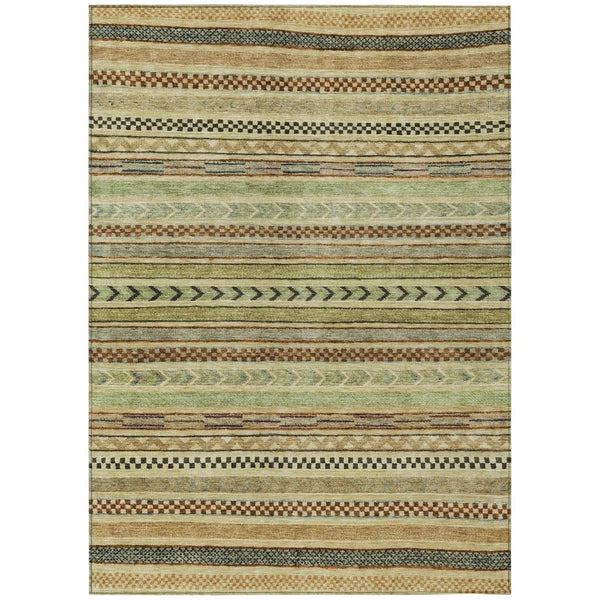 HomeRoots 9' X 12' Beige and Taupe Striped Area Rug - Washable, Durable, Indoor-Outdoor Elegance for Any Space 615324