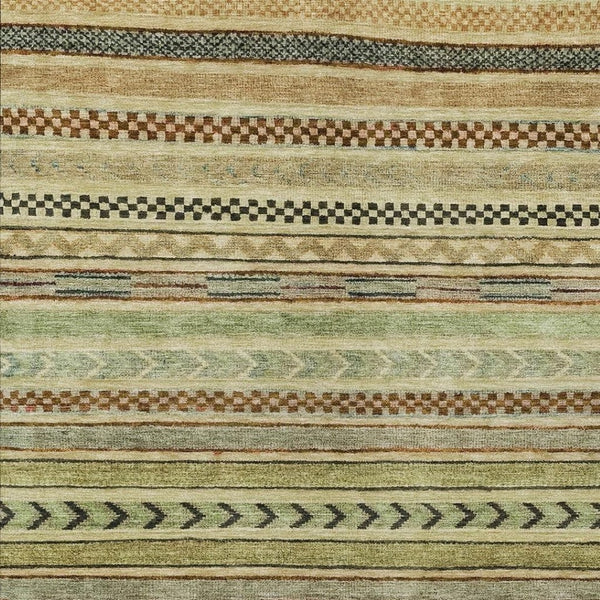 HomeRoots 9' X 12' Beige and Taupe Striped Area Rug - Washable, Durable, Indoor-Outdoor Elegance for Any Space 615324