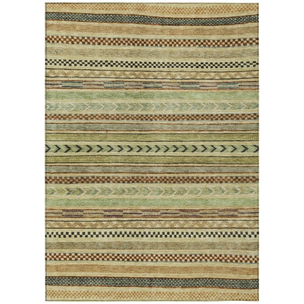 HomeRoots 10' Washable Beige and Taupe Striped Area Rug - Durable Indoor/Outdoor Decor for High-Traffic Spaces 615325