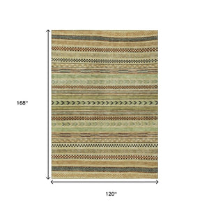 HomeRoots 10' Washable Beige and Taupe Striped Area Rug - Durable Indoor/Outdoor Decor for High-Traffic Spaces 615325