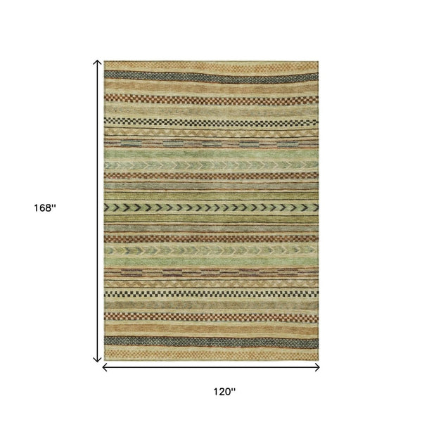 HomeRoots 10' Washable Beige and Taupe Striped Area Rug - Durable Indoor/Outdoor Decor for High-Traffic Spaces 615325