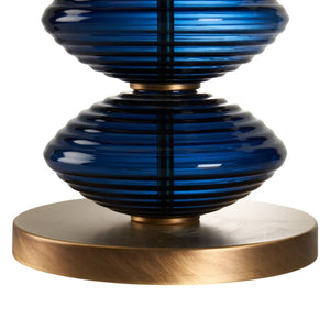 Wildwood Chicchi Mouth-Blown Italian Glass Lamp In Avio Cobalt With Antique Brass Accents — Sculptural Ambient Light Blue 61533