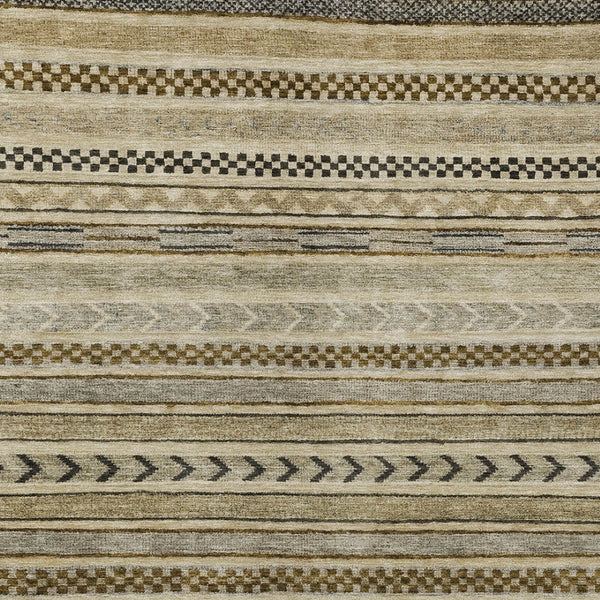 HomeRoots 5' Chocolate and Taupe Striped Washable Area Rug for Indoor and Outdoor Spaces, Durable & Stylish 5' X 8' 615333