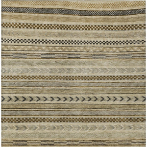HomeRoots 5' Chocolate and Taupe Striped Washable Area Rug for Indoor and Outdoor Spaces, Durable & Stylish 5' X 8' 615333