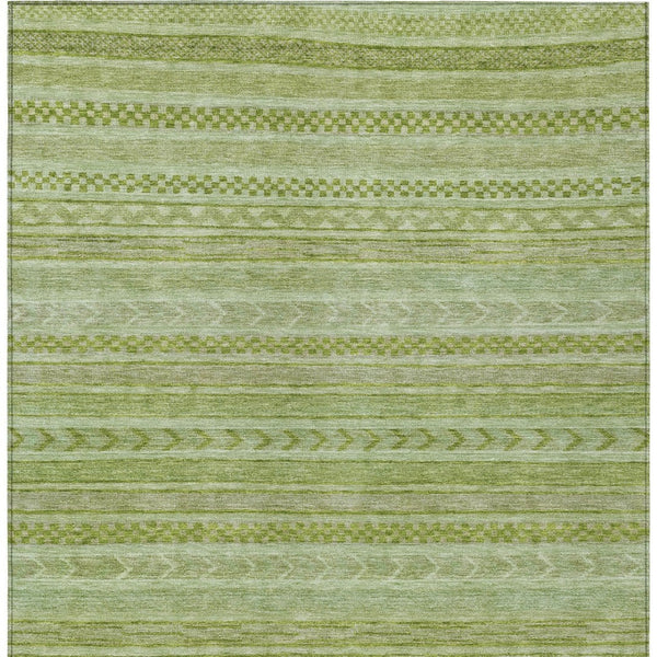 HomeRoots 5' Stylish Fern Green and Sage Striped Washable Rug for Indoor and Outdoor Spaces – Easy Care! 8' X 10' 615341