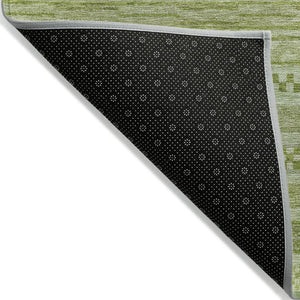 HomeRoots 5' Stylish Fern Green and Sage Striped Washable Rug for Indoor and Outdoor Spaces – Easy Care! 8' X 10' 615341