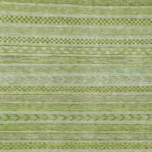 HomeRoots 5' Stylish Fern Green and Sage Striped Washable Rug for Indoor and Outdoor Spaces – Easy Care! 8' X 10' 615341