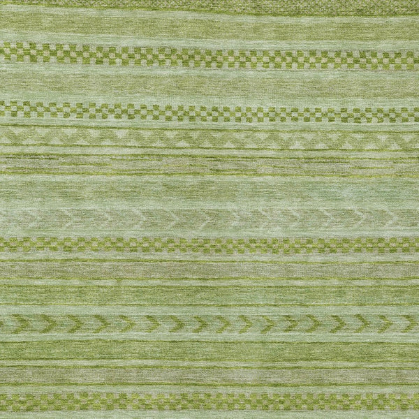 HomeRoots 5' Stylish Fern Green and Sage Striped Washable Rug for Indoor and Outdoor Spaces – Easy Care! 8' X 10' 615341