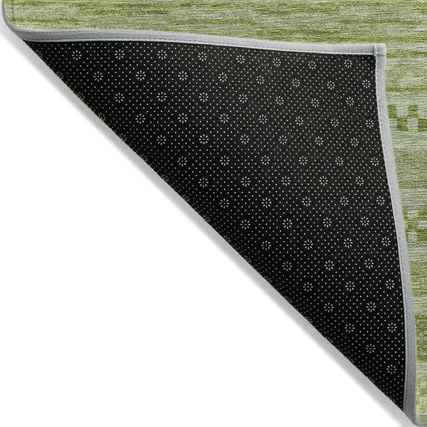 HomeRoots 5' Stylish Fern Green and Sage Striped Washable Rug for Indoor and Outdoor Spaces – Easy Care! 9' X 12' 615342