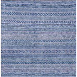 HomeRoots 5' Stylish Denim and Sky Blue Striped Area Rug for Indoor or Outdoor Use - Durable & Washable 5' X 8' 615345