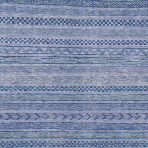 HomeRoots 5' Stylish Denim and Sky Blue Striped Area Rug for Indoor or Outdoor Use - Durable & Washable 5' X 8' 615345