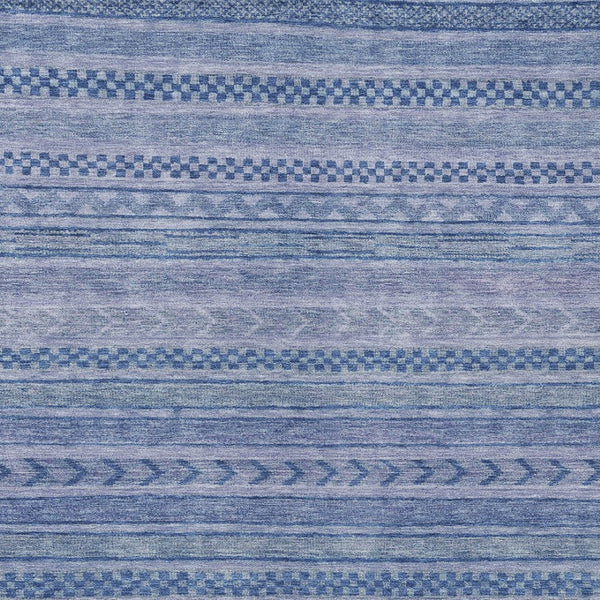 HomeRoots 5' Stylish Denim and Sky Blue Striped Area Rug for Indoor or Outdoor Use - Durable & Washable 5' X 8' 615345