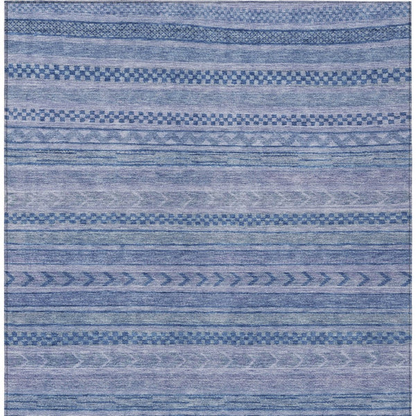 HomeRoots 5' Stylish Denim and Sky Blue Striped Area Rug for Indoor or Outdoor Use - Durable & Washable 8' X 10' 615347