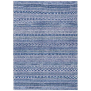HomeRoots 5' Stylish Denim and Sky Blue Striped Area Rug for Indoor or Outdoor Use - Durable & Washable 8' X 10' 615347