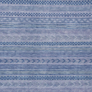 HomeRoots 5' Stylish Denim and Sky Blue Striped Area Rug for Indoor or Outdoor Use - Durable & Washable 8' X 10' 615347