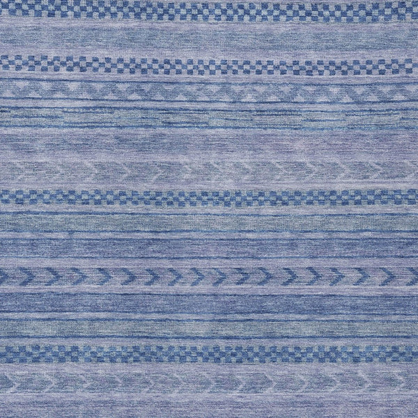 HomeRoots 5' Stylish Denim and Sky Blue Striped Area Rug for Indoor or Outdoor Use - Durable & Washable 8' X 10' 615347
