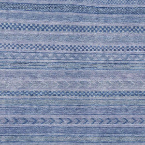 HomeRoots 5' Stylish Denim and Sky Blue Striped Area Rug for Indoor or Outdoor Use - Durable & Washable 9' X 12' 615348