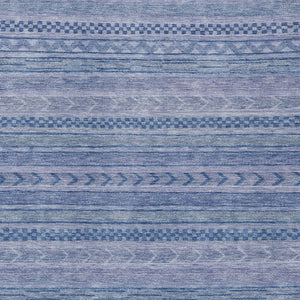 HomeRoots 5' Stylish Denim and Sky Blue Striped Area Rug for Indoor or Outdoor Use - Durable & Washable 10' X 14' 615349