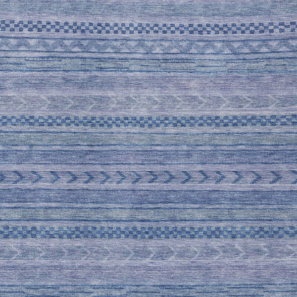 HomeRoots 5' Stylish Denim and Sky Blue Striped Area Rug for Indoor or Outdoor Use - Durable & Washable 10' X 14' 615349