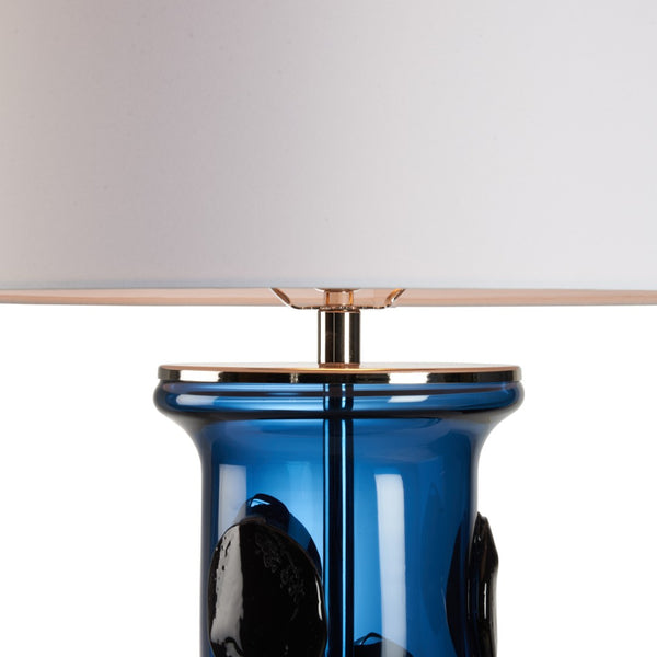 Wildwood Dante Blue Avio Mouth-Blown Glass Table Lamp With Polished Nickel, Textured Dots, 31" Height Stylish Accent 61535