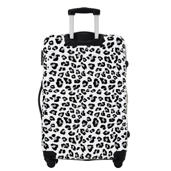 English Elm Hardshell Polycarbonate Luggage Set Three Piece Spinner Suitcases with Tsa Lock White+Black Leopard N732P218227B