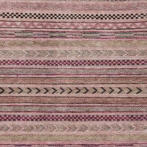 HomeRoots 5' Washable Pink and Taupe Striped Area Rug for Indoor and Outdoor Spaces - Durable, Soft, Stylish 8' X 10' 615353